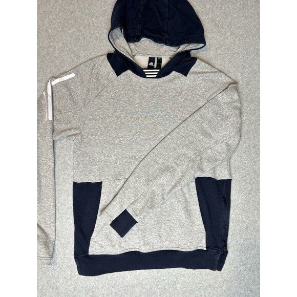 Adidas Men's S2S Kangaroo Grey Blue Pullover Hoodie Sweatshirt Zip Sides Small - Picture 2 of 15